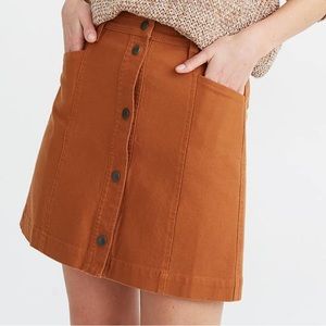 Madewell Snap Front Orange-y Brown Mini Skirt, Size 14
